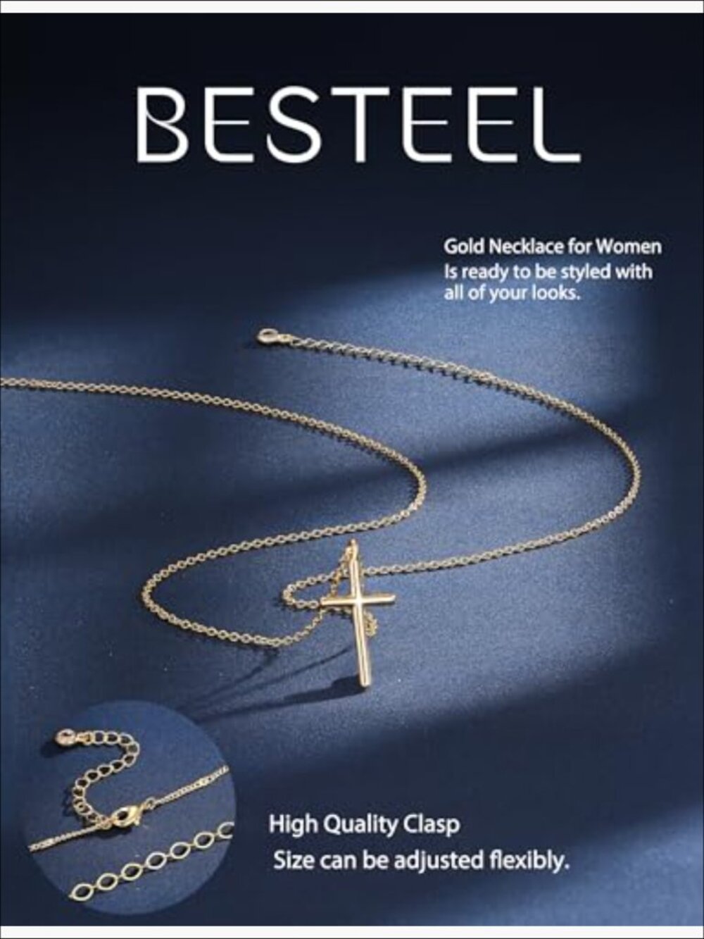 14K Gold Plated Layered Necklace Set with Paperclip Choker and Pendant - Picture 2 of 7